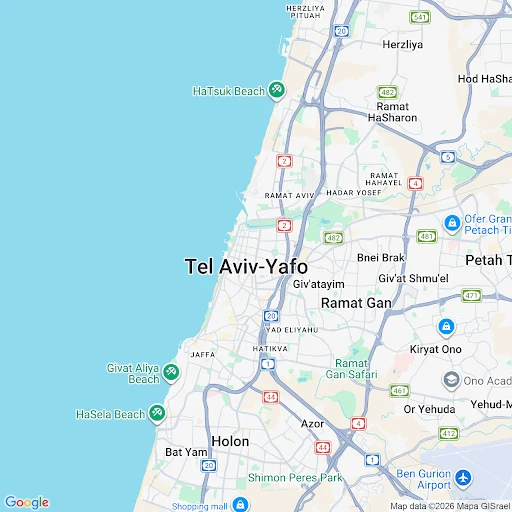 מפה להמחשת אזור המרכז; אינה כתובת משרד
